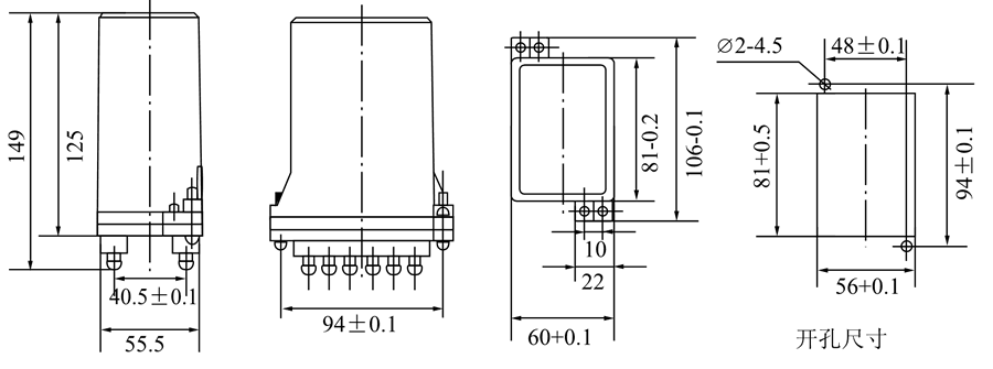 DZJ-11外形尺寸及開孔尺寸圖