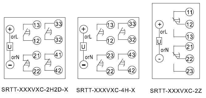 SRTT-220VAC-2H2D-D內(nèi)部接線圖