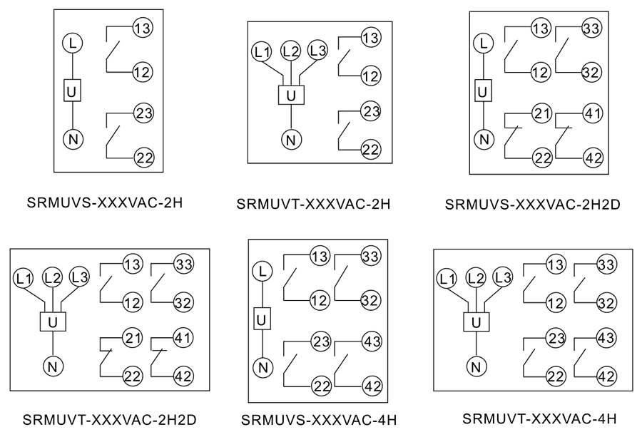 SRMUVT-220VAC-2H2D內(nèi)部接線圖